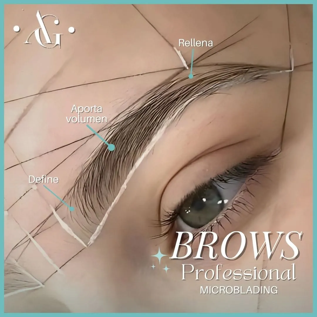 Close-up of the microblading technique, showing how each stroke fills, adds volume and defines the brow